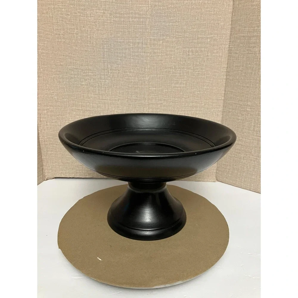Wooden Pedestal Bowl Home‎ Decor Medium Black Excellent Matte Centerpiece
